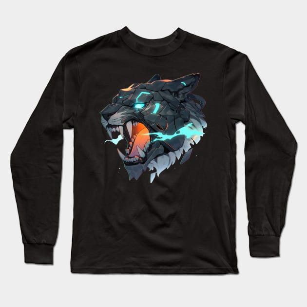 Cyber Tiger Long Sleeve T-Shirt by CleverboyDsgns